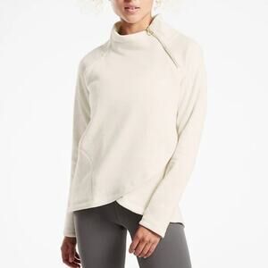 Athleta Cozy Karma Off-white Asymmetrical Zip Funnel-Neck Sweatshirt Sz L
